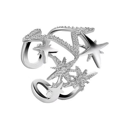 Hollow Five-Pointed Star Female Birthday Party Gift Wedding Engagement Rings Wedding Anniversary Gift Party Jewelry