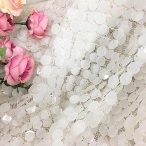12MM pure white sequins sequins cloth wedding dress fishtail skirt sequins mesh designer fabric