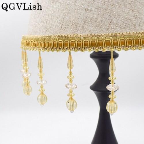 QGVLish 12M Crystal Beads DIY For Sewing Sofa Curtain Stage Decorative Lace Trims Ribbon Tassel Fringe Curtain Lace Accessories