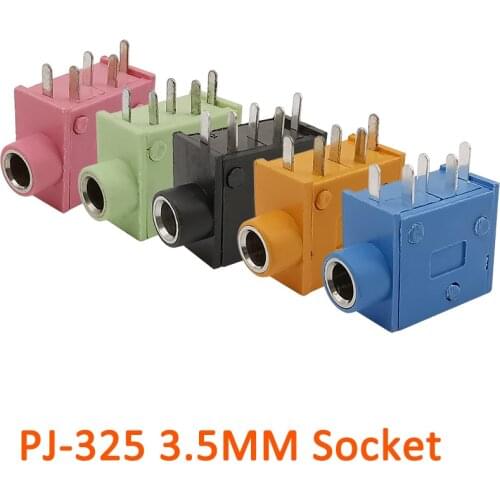 2/510Pcs PJ-325 3.5MM Audio Headphone Jack Connector PJ 325 5Pin Stereo Female Socket 3.5mm Earphone Connector Multicolor PJ-325