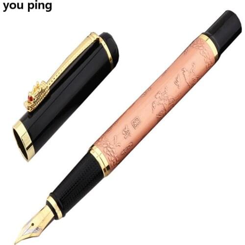 New Luxury quality 861 Rose gold Brass Metal Eight horses Stationery office supplies School Supplies Fountain Pen ink pens