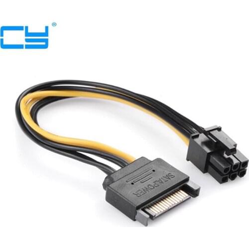 SATA 15 Pin Male M to PCI-e pcie pci-Express pci express Card 6 Pin Female Graphics Video Card Power Cable 15cm