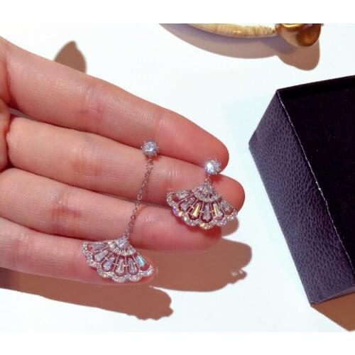 NAWEILY 2018 New Fashion Rhinestone Earrings For Women Geometric Asymmetric Sector Earring Jewelry Accessories Gift NWLE1665