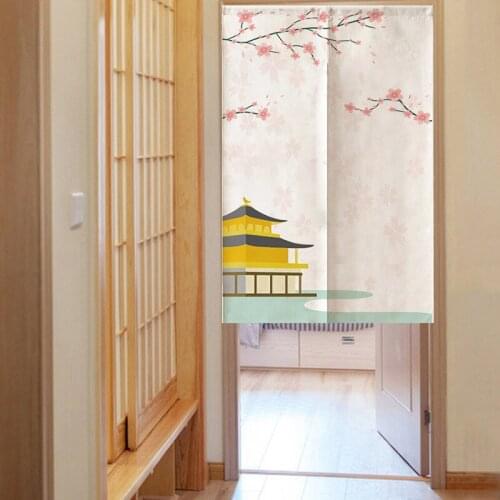 Chinese /Japnese Good Luck Famous Buildings Linen Door Curtains Roman House Pattern Half Curtains Entrance Partition Kitchen#30