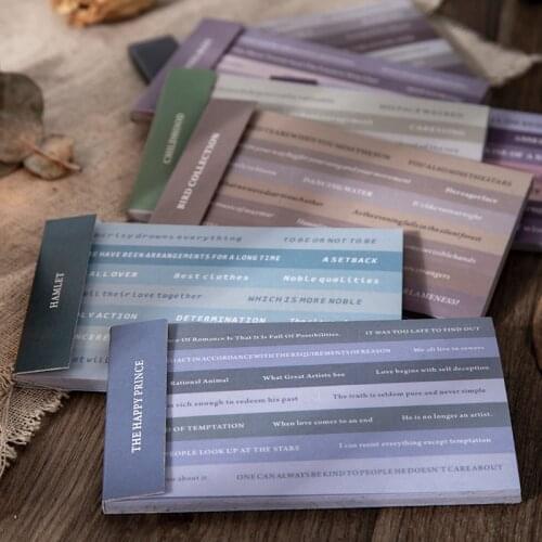 20 Sheets English Library Series Sticky Note Fashion Cute Color Letter Journal Decorative Strip Stickers Kawaii School Supplies