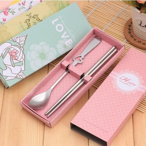 Wedding Party Favor Love Heart Dinnerware Sets Stainless Steel Cutlery Set Tableware Gifts LX4498