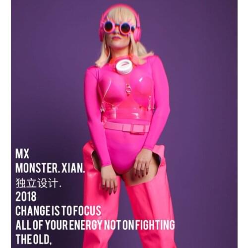 Pink Gogo Dance Outfit Adult Drag Queen Costumes DS DJ Clubwear Prospective Costume Pole Dancing Clothes Designer Clothes DL7597