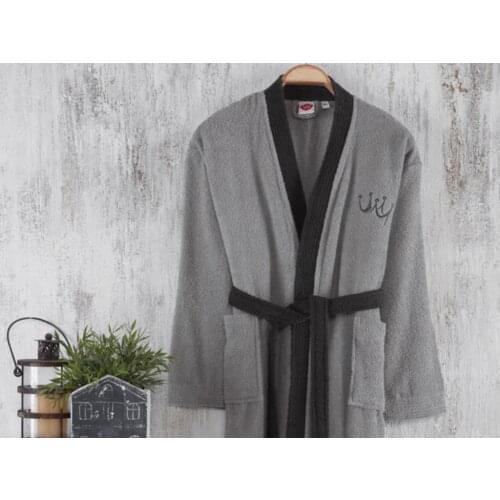 Cottonbox Fine Single Robe Gray-Black