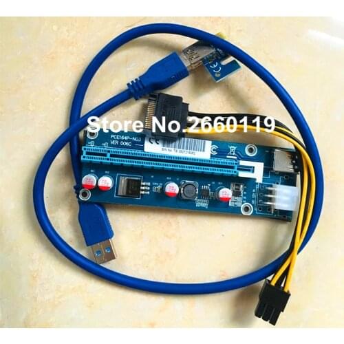 50 pcs / lot PCI-E 1X TO 16X PCE164P-N03 VER 006C graphics card Riser Card USB 3.0 Extension Cable for BTC Miner Machine