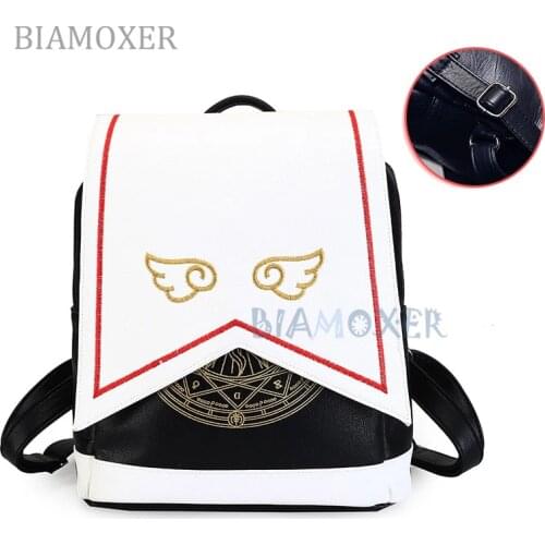 Japanese Comic Card Captor Sakura Wings Schoold Backpack Magical Card girl sakura Cosplay Backpack Sakura Wings bag