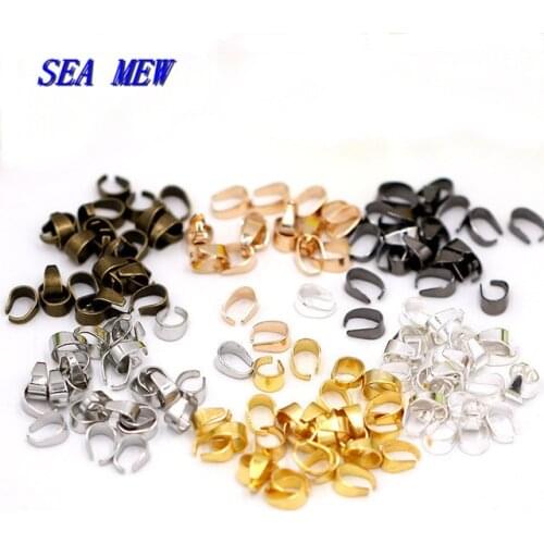 100PCS Pendant Pinch Clips Clasp Bails Hooks Connectors Chains Leather Cord Crimps Ends Charms Buckle Necklace Jewelry Findings