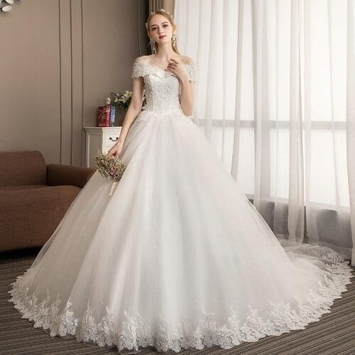 Luxury Sexy V-Neck Off The Shoulder Wedding Dresses 2020 Sequined Court Train Bridal Gowns Custom Plus Size Vestido De Noiva