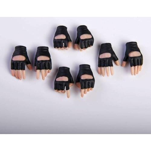 1/6th Female Hands Type Accessory PHICEN/TBleague Four Pairs Gloves Hand Black Grip Gun Hand Model Pale Skin
