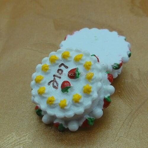 1pcs/lot resin love ice Strawberry cake 32mm Cabochons Jewelry Fit Mobile Phone Hairpin Headwear DIY Accessories B201-7