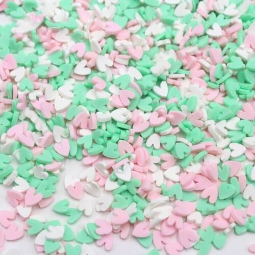 100g/Lot 5mm Heart Shaped Mixed Clay Slices Sprinkles Soft Pottery for DIY Crafts Decoration Filling Accessories