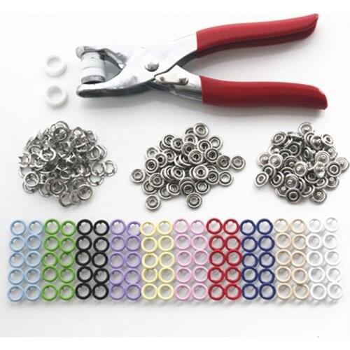 100 Sets 9.5mm 10 Colors Metal Prong Ring Buttons Press Studs Sewing Craft Fastener Snap Pliers Craft Tool Buttons For Clothes