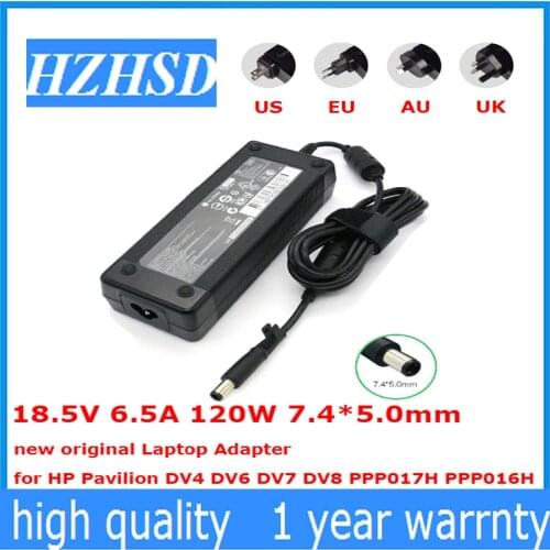 18.5V 6.5A 120W 7.4*5.0mm new original Laptop Adapter for HP Pavilion DV4 DV6 DV7 DV8 PPP017H PPP016H