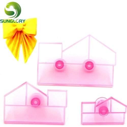 3PCS/SET Plastic Bows For Drapes Fondant Mold Bowknot Ties Mold Bow Plunger Cutter Cookie Mold Bakeware Cake Decorating Tools