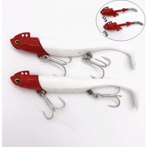 36g/40gSoft Lure Fishing Lead Head Wobbler Jigging Bait Silicone Sea Bass Lure pike Rockfish Grouper Carp Fishing Sea Fishing