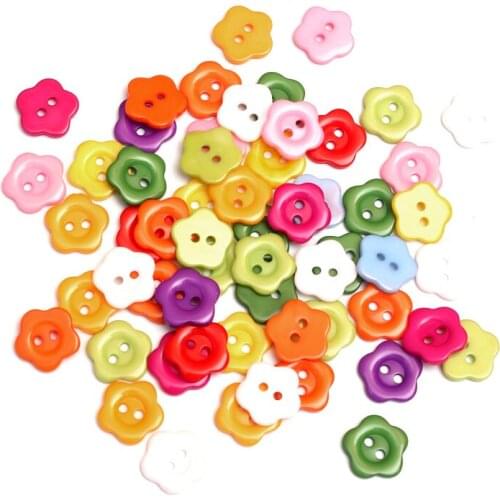 50Pcs Mixed 12mm Flower Resin Sewing Buttons For Cloth Flatback Cabochon Scrapbooking Crafts Knopf Bouton Decor Diy Accessorie
