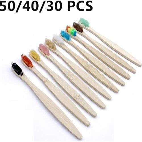 50 pack Adult Bamboo Toothbrushes Soft Bristles Biodegradable cepillo dientes bambu Oral Care Toothbrush clareador de dente