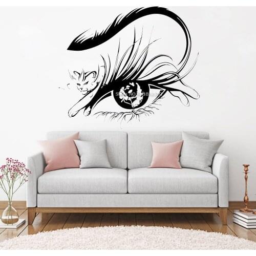 New Design Abstract Eyelash Decals Wall Decal Art Eyes Salon Shop Decor Lashes Eyebrows Murals Tiger Eyelashes Flowers LC1362