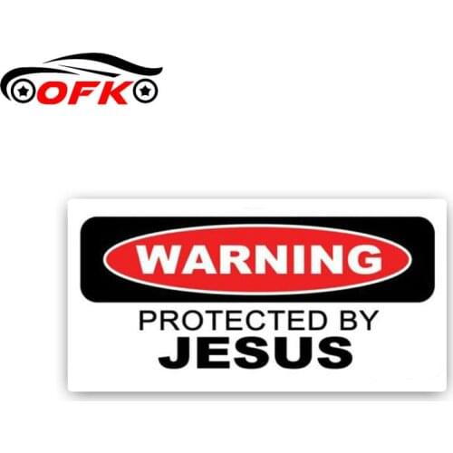 Car Stickers Decor Motorcycle Decals Personality WARNING PROTECTED BY JESUS Decorative Accessories Creative PVC,19cm*9cm