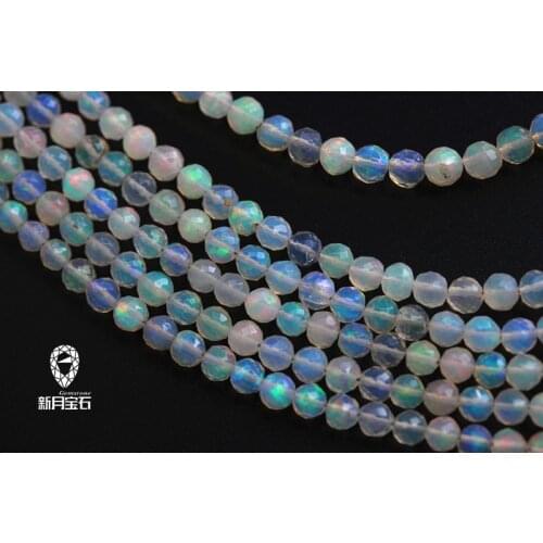 AAAA LOOSE BEADS opal round faceted 3.5-4mm wholesale for DIY jewelry necklace 20cm