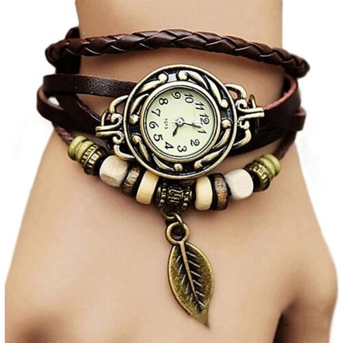 Womens Casual Vintage Multilayer Butterfly Faux Leather Bracelet Wrist Watch Ladies Female Clock Montre Femme Relogios Gift