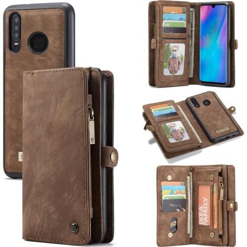 For Huawei P30 Lite Case Detachable 2in1 Genuine Leather Flip Case Magnetic Zipper Wallet Cover for Huawei P30 Pro P30 Coque