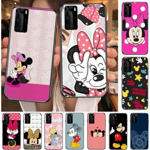 Mouse Mickey Black Fun Phone Case For Huawei P40 p30 P20 10 9 8 Lite E Pro Plus Black Etui Coque Painting Hoesjes comic fas