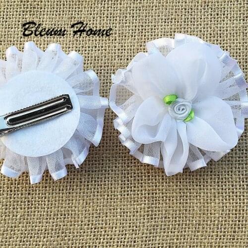 Bleum Home 2pcs Russian students present New Fashion kids Hair Clips Barrettes white silk flower Children Big Bow Hairpins