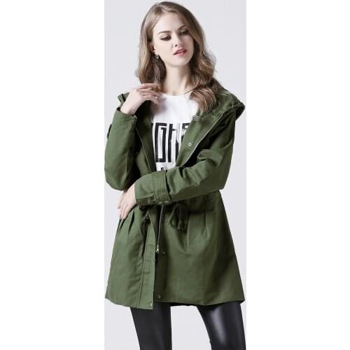 Denim Trench Coat New 2019 Spring And Autumn Will Code Suit-dress Long Fund Loose Coat Get A Waist Even Hat Windbreaker Jr9502