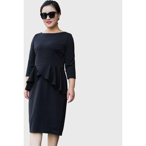 CUSTOMIZE Spring New Vestido Women Casual Plus Size Bodycon Peplum Dress Ladies Faux Two Piece Slim Fit Ruffle Decoation Drsses