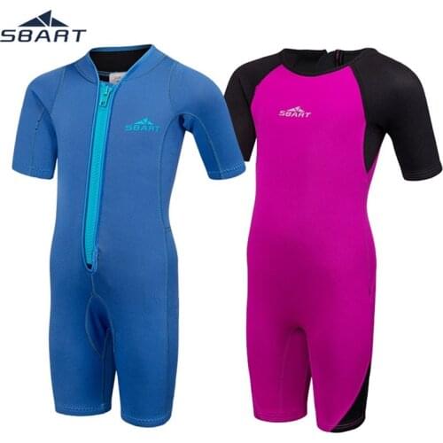 Sbart 2mm Elastic Neoprene Childrens Wetsuit Swimsuit Kids Baby Girls Boys Wetsuits Short One Piece Beach soft Diving Suits