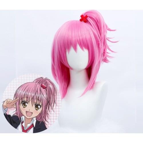 HSIU Brand Guardian Sweetheart Cosplay wig Amu Hinamori Cosplay Girl pink High ponytail short hair Fiber synthetic wig