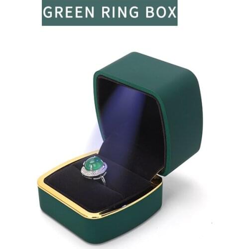 Exquisite Green Led Wedding Ring Jewelry Display Storage Box Women Earring Pendent Showcase Jewellery For Lover Engagement Gifts