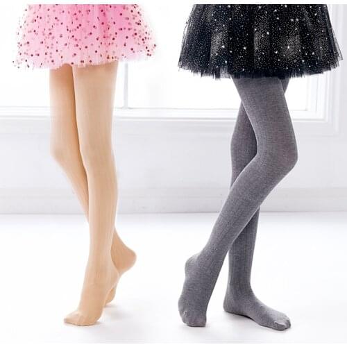 Girls Ballet Dance Tights Kids Gymnastics Socks Nylon Leggings Non-slip Striped Ballet Pantyhose Children Footed Tights