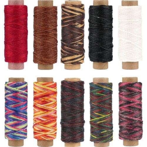 LMDZ 10pcs Leather Waxed Thread Sewing Tools Leather waxed Cord Flat Hand Stitching For DIY Handicraft Hand Sewing Tools