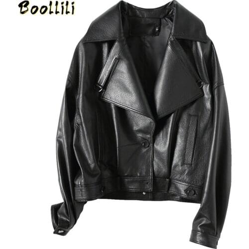 Boollili Womens Sheepskin Coat Short Genuine Leather Jacket Women Korean Spring Autumn Leather Jackets Chaqueta Cuero Mujer