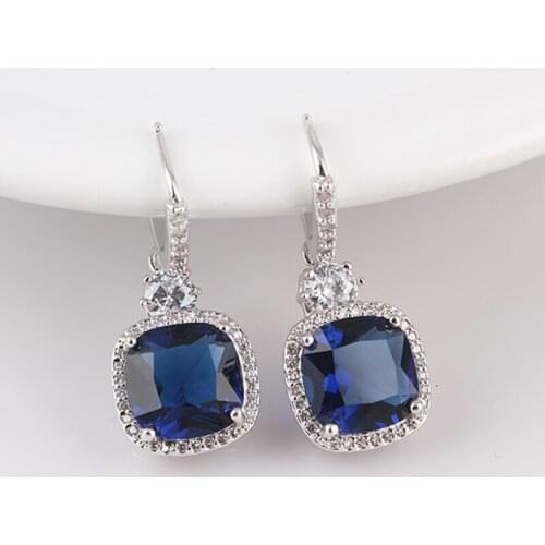 Square Geometric Earrings for Bridal Wedding Fashion Jewellery New CZ Stone Women Dangle Earings Christmas Bijoux Girls Gift