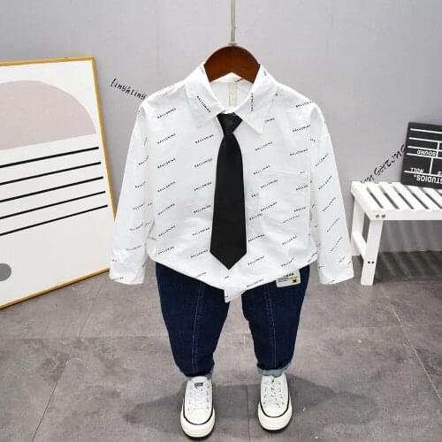 Toddler Baby Boys Gentleman Clothes Sets Long Sleeve Shirt + Tie + Pants 3Pcs Wedding Party Casual Outfits 2-6Y Kids Clothes Set