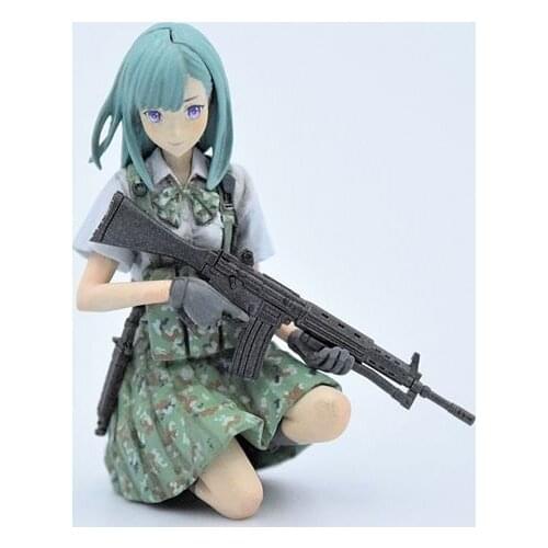 1/35 Scale Unpainted Resin Figure girl with gun collection figure