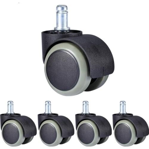 Myhomera 5Pcs Office Chair Wheel Caster 2" 50KG 360 Degree Mute Swivel Castor Furniture Feet Replacement Wheels Roller Rubber