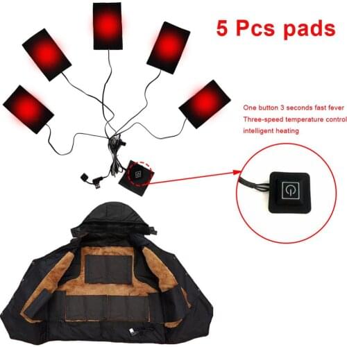 5 in 1 USB Electric Heated Jacket Vest Heater Pad 3 Gear Adjustable Temperature DIY Heating Sheet Heating Warmer Pad