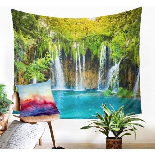 Beautiful Scenery Print Wall Tapestry Raiven Stream Motif Gobelin Beauteous Throw Rug Modern Home Decoration Farmhosue Decor