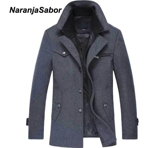 NaranjaSabor New Winter Men Thick Coats Slim Fit Jackets Mens Casual Warm Outerwear Male Woolen Jacket Men Clothing 4XL NZXX482