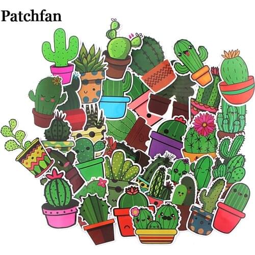 Patchfan 36pcs Cactus plant green Funny sticker packs letter Creative Cartoon style for DIY wall phone scrapbooking album A2289
