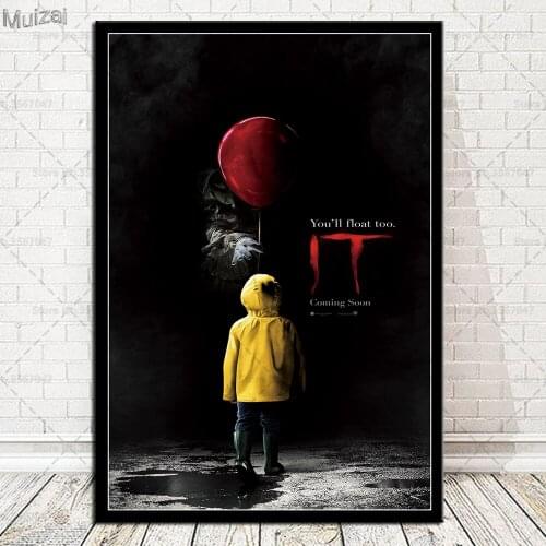 IT Poster Movie Stephen King Horror Film Canvas Painting Posters and Prints Wall Art Picture for Living Room Home Decor