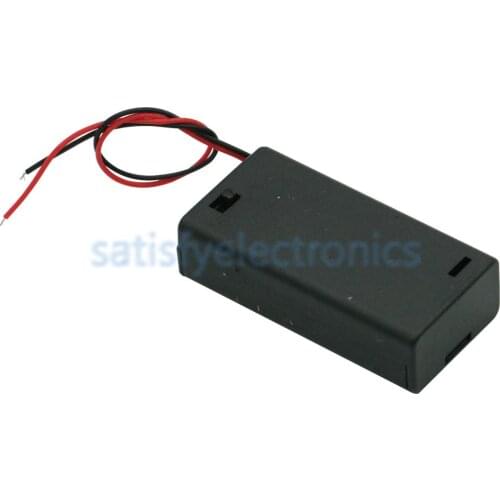 2 AA Battery Holder Box Case With ON/OFF Button Switch 2 AA 2A Plastic Battery Storage Case With Lead Wire